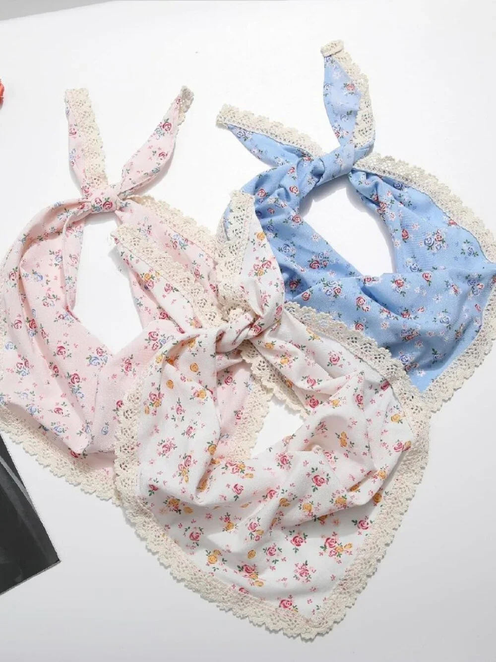 Stylish 3-Piece Triangle Hair Scarf Set for Women - Versatile Tie Back Headbands